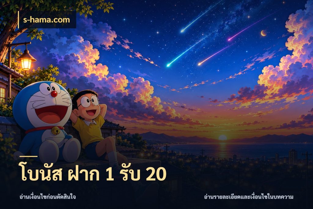 โบนัส ฝาก 1 รับ 20 โปรยอดรับที่สายเกมสนใจ ในมุม s-hama.com