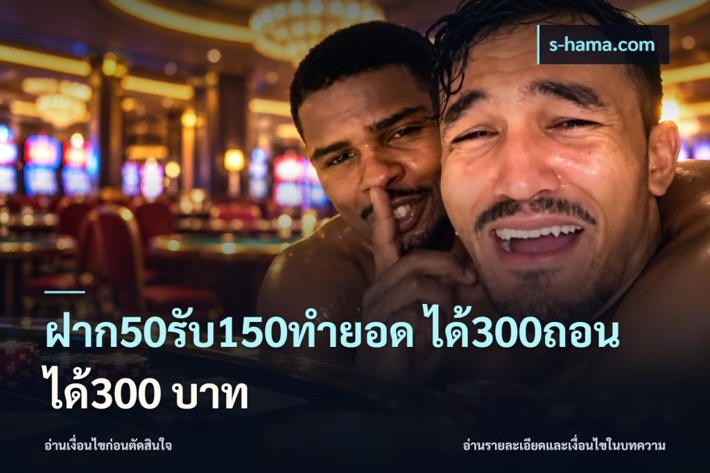 ฝาก50รับ150ทำยอด ได้300ถอนได้300 บาท